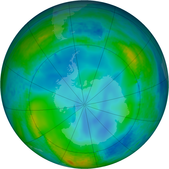Antarctic ozone map for 12 June 2003